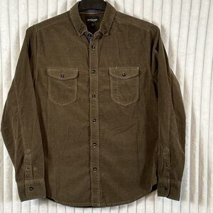 JEREMIAH Long Sleeve Button Down Greenish Brown Corduroy Shirt M